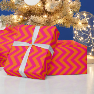 Orange Hallon Rosa Chevron Sicksack DIY Färger Presentpapper