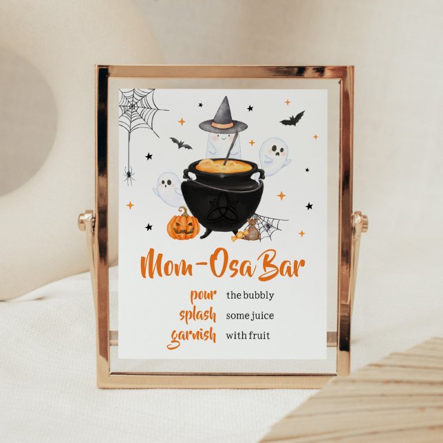 Orange Halloween Baby brinner Mamma Osa Pub Poster (Baby is Brewing Baby Shower Mom Osa Bar Sign)