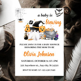 Orange Halloween Baby håller på att blåsa babyskor Inbjudningar