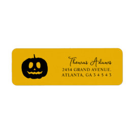 Orange Halloween Black Pumpkin Returadress Etikett