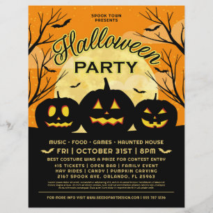 Orange Halloween fest Black Pumpkins-händelse Reklamblad