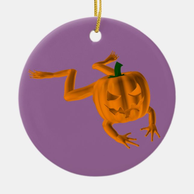 Orange Halloween Frog Julgransprydnad Keramik (Framsidan)