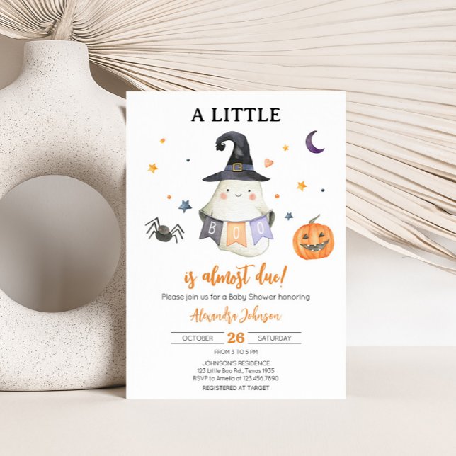 Orange Halloween Ghost Little Boo Baby Shower Inbjudningar (Little Boo Baby Shower Invitation)