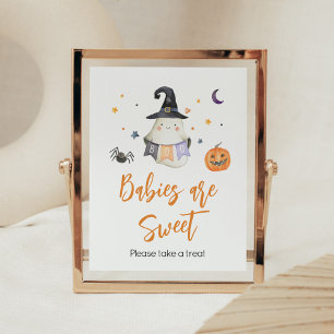 Orange Halloween Ghost Little Boo Spädbarn är Swee Poster