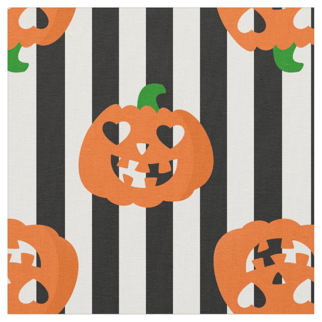 orange halloween hjärta pumpa randig tyg (Närbild)
