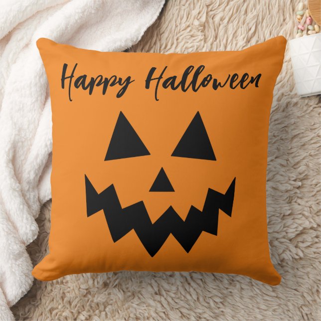 Orange Halloween Jack o lantern Kudde (Filt)
