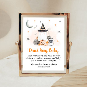 Orange Halloween Little Boo Säga Inte Baby Skylt