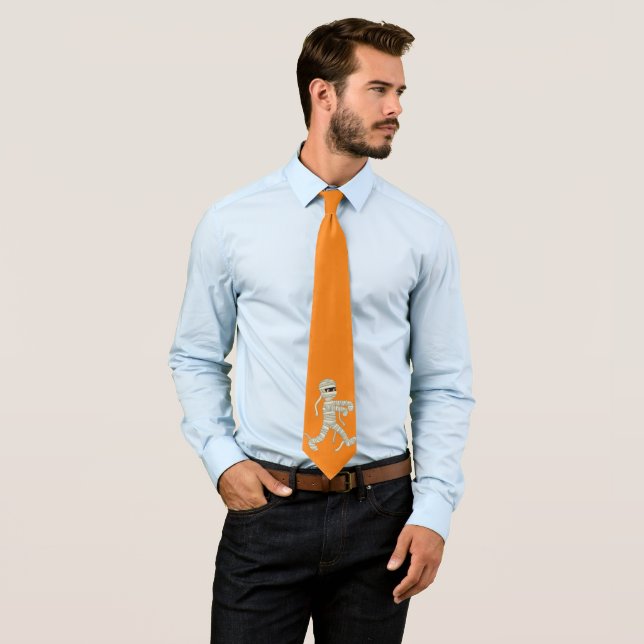 Orange Halloween Mummy necktie - manar TIE HARD Slips (In Situ)