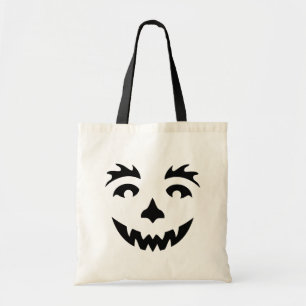 Orange Halloween Pumpkin Ansikte Tygkasse