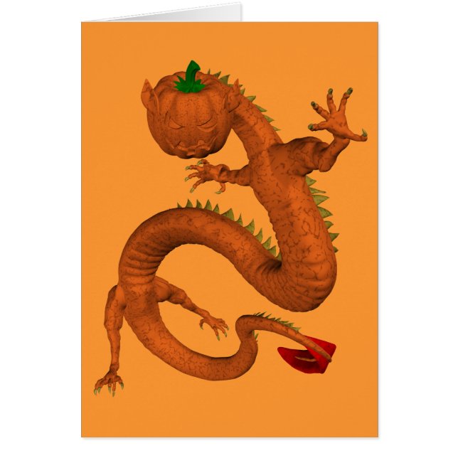 Orange Halloween Pumpkin Dragon Hälsningskort (Framsidan)