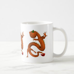 Orange Halloween Pumpkin Dragon Kaffemugg