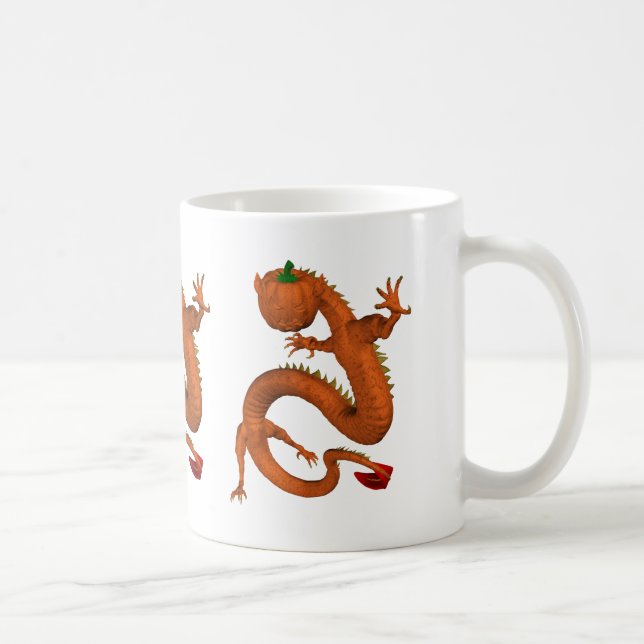 Orange Halloween Pumpkin Dragon Kaffemugg (Höger)