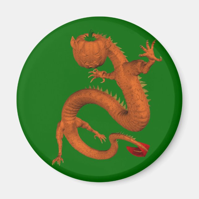 Orange Halloween Pumpkin Dragon Magnet (Framsidan)