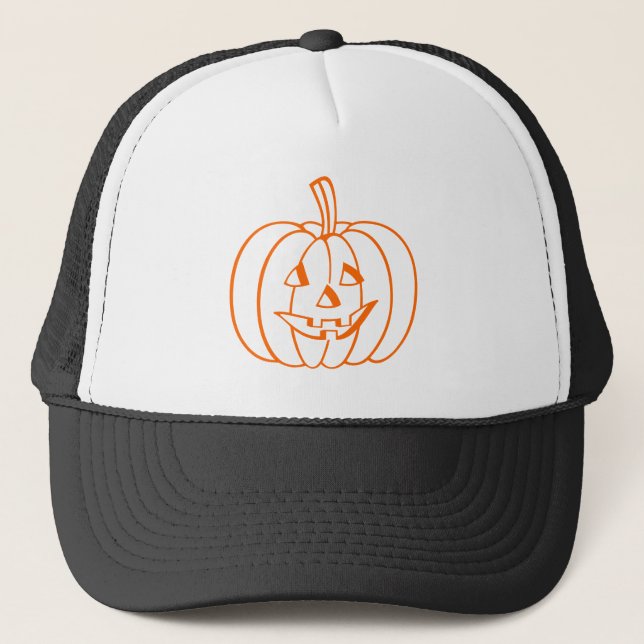 Orange Halloween Pumpkin Jack-O-Lantern-dispositio Truckerkeps (Framsida)