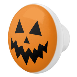 Orange Halloween Pumpkin Jack o lantern Knopp