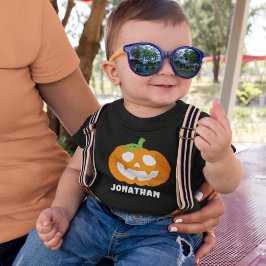 Orange Halloween Pumpkin with Name T Shirt