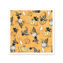 ORANGE HALLOWEEN PUMPKINS OCH SVARTA KATTER