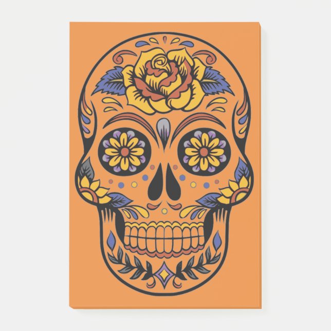 Orange Halloween Skull Post-it Block (Framsida)