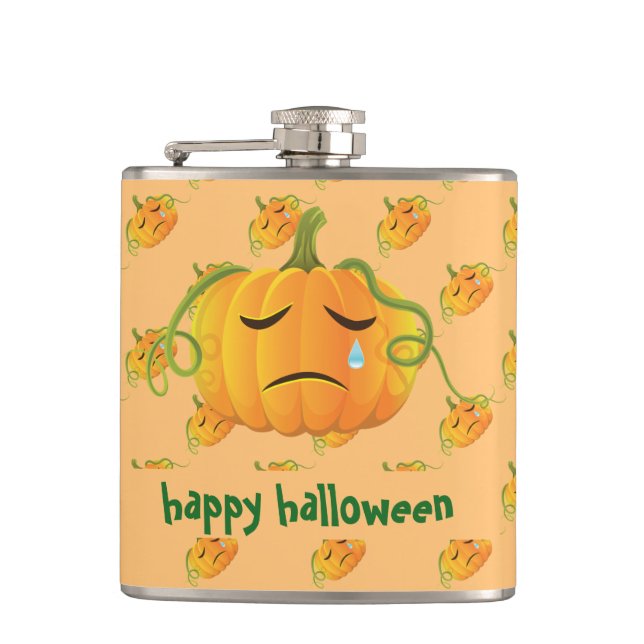 Orange Halloween Sorgsen Pumpa Sömlös Mönster Fickplunta (Framsidan)