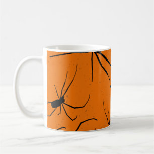Orange Halloween Spiders Mönster, svart spider Kaffemugg