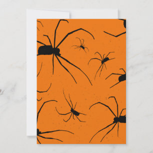 Orange Halloween Spindlar Mönster, Svart Spindel Julkort