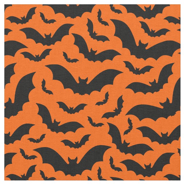 orange halloween vampyrfladdermöss gotisk tyg (Närbild)
