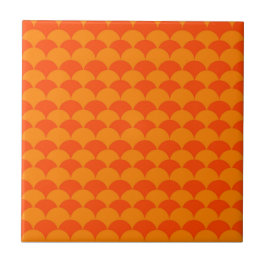 Orange Halvcirkel Japansk våg Geometric Mönster Kakelplatta