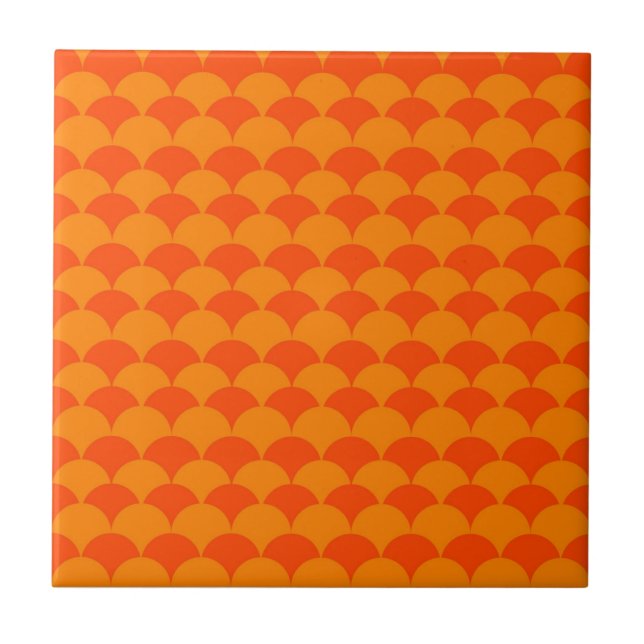 Orange Halvcirkel Japansk våg Geometric Mönster Kakelplatta (Framsidan)