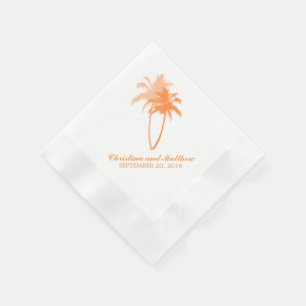 Orange Handflatan Träd Beach Wedding Pappersservett