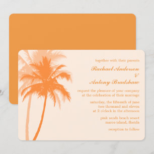 Orange Handflatan Träd Tropical Bröllop Inbjudningar