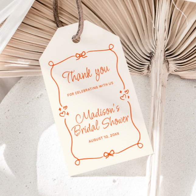 Orange Handritad Ram Bröllopsdusch Tack Presentetikett (Skapare uppladdad)