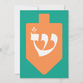 Orange Hanukkah Dreidel w. Hebrew Brev Shin