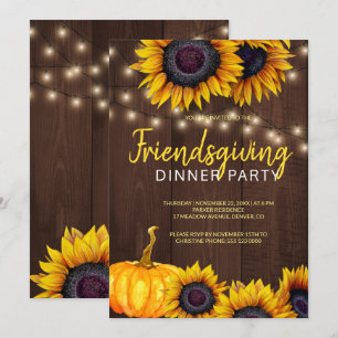 Orange Harvest Barn Wood Friendsgiving Middag Inbjudningar