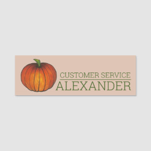 Orange Harvest Pumpkin Autumn Fall Farm Orchard Namnbricka