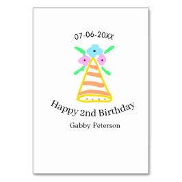 Orange hat 2:a födelsedag - blommigt ljus b bordsnummer