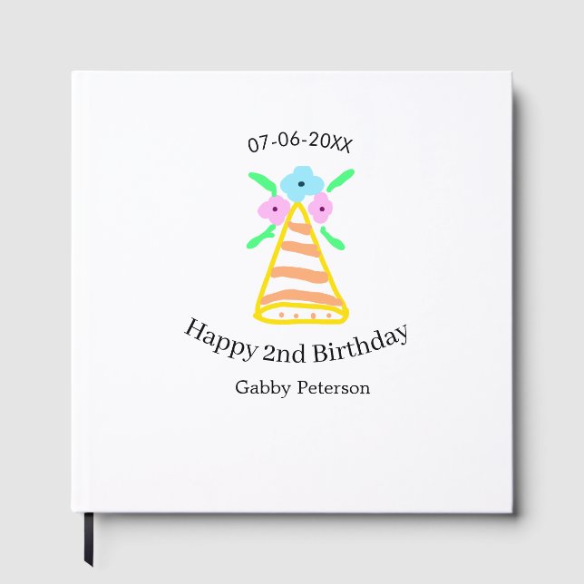 Orange hat 2:a födelsedag - blommigt ljus b gästböcker (Framsida)