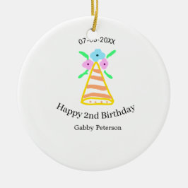 Orange hat 2:a födelsedag - blommigt ljus b julgransprydnad keramik