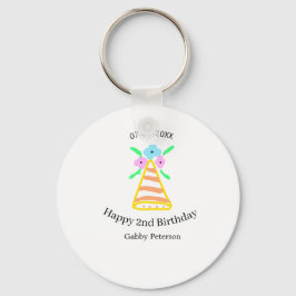 Orange hat 2:a födelsedag - blommigt ljus b nyckelring