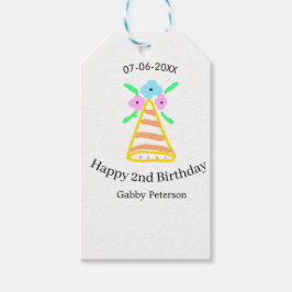 Orange hat 2:a födelsedag - blommigt ljus b presentetikett