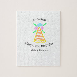Orange hat 2:a födelsedag - blommigt ljus b pussel