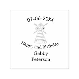 Orange hat 2:a födelsedag - blommigt ljus b självfärgande stämpel