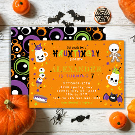 Orange Haunting Halloween Birthday Inbjudningar