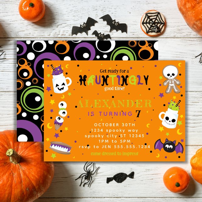 Orange Haunting Halloween Birthday Inbjudningar (Skapare uppladdad)