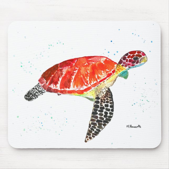 Orange havsköldpadda Diving Beach Florida tortoise Musmatta (Framsidan)