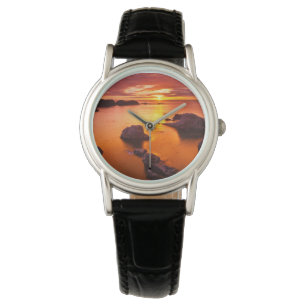 Orange havslandskap, solnedgång, Kalifornien Armbandsur