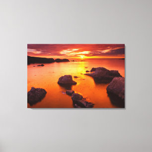 Orange havslandskap, solnedgång, Kalifornien Canvastryck