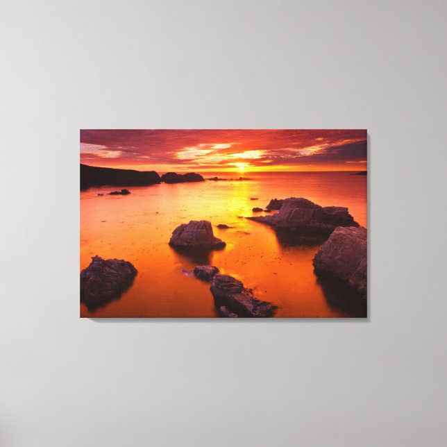 Orange havslandskap, solnedgång, Kalifornien Canvastryck (Framsida)