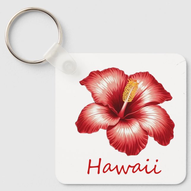 Orange hawaii hibiscus nyckelring (Framsida)