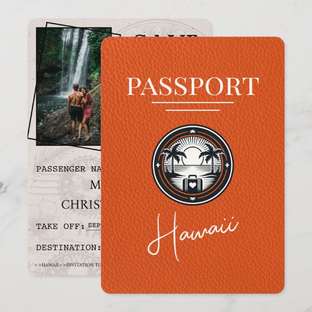 Orange Hawaii Passport spara datum Datumet (Fram/baksida)