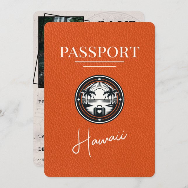 Orange Hawaii Passport spara datum Spara Datumet (Fram/baksida)